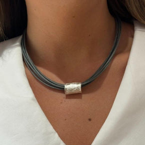 Mediterranean Silver Tube Necklace
