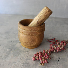 Wooden Mortar and Pestle