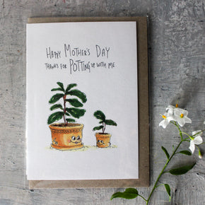 Well Drawn Pot Plant Mother's Day Card