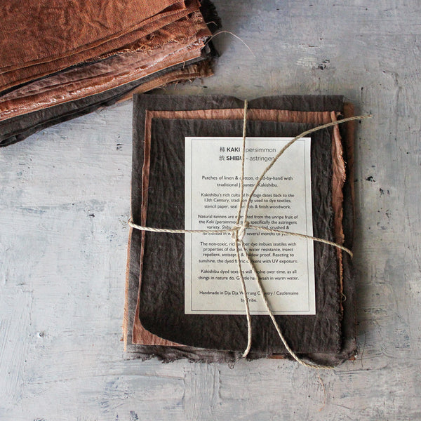Kakishibu Dyed Linen Patches