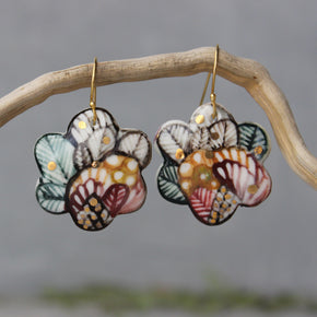 Ceramic Earrings Painted Detail #12