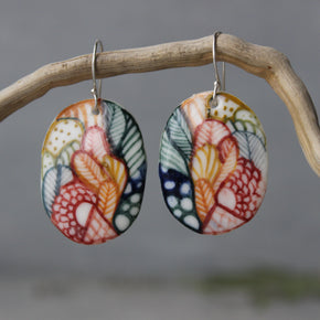 Ceramic Earrings Painted Detail #10
