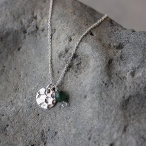 Silver Disc Jade Bead Necklace
