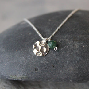 Silver Disc Jade Bead Necklace