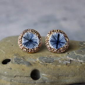 Porcelain Studs Indigo Star Gold
