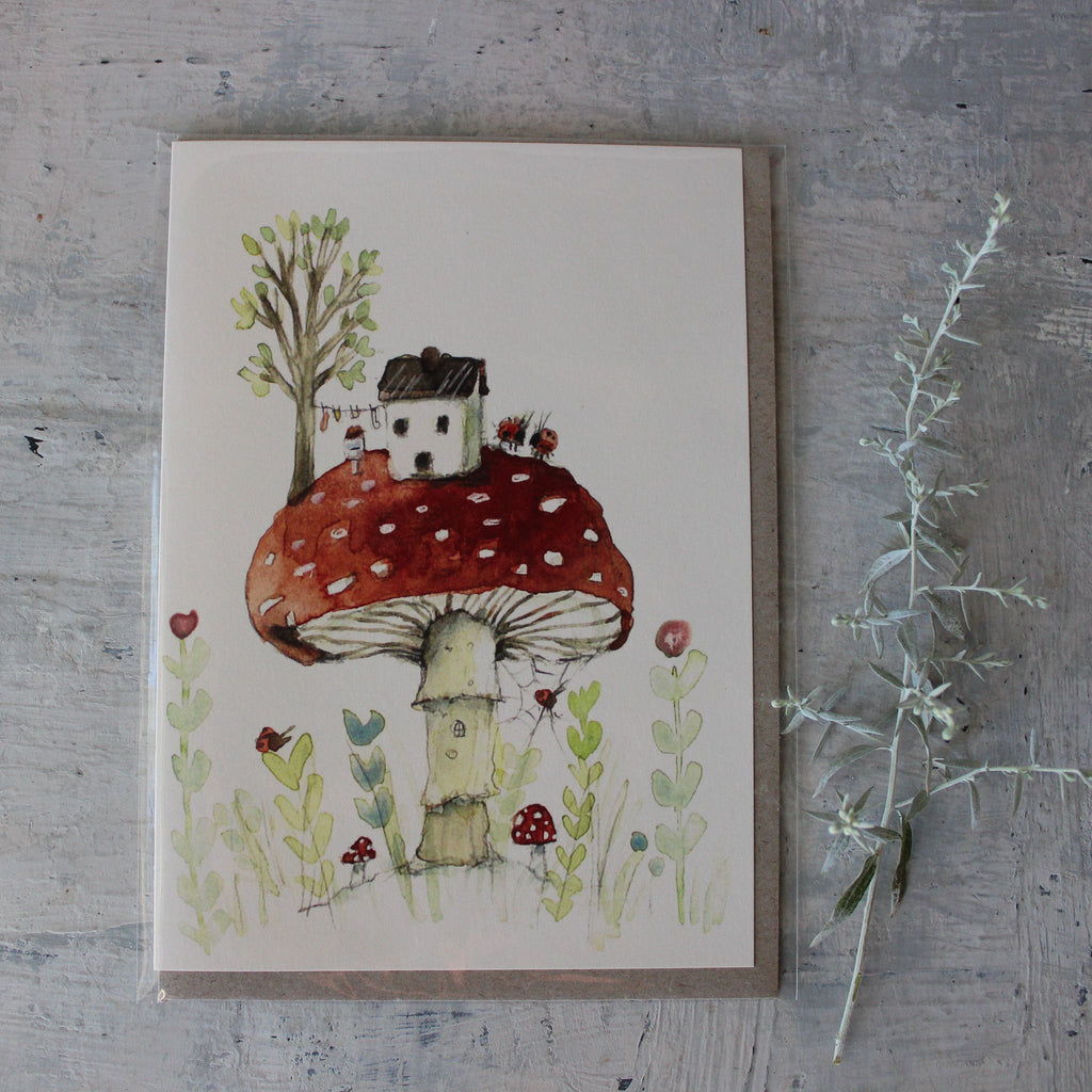 Anna Pignataro Card 'Red Toadstool House' Large - Tribe Castlemaine