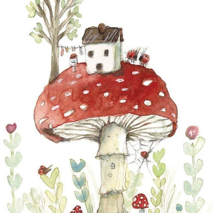 Anna Pignataro Card 'Red Toadstool House' Large - Tribe Castlemaine