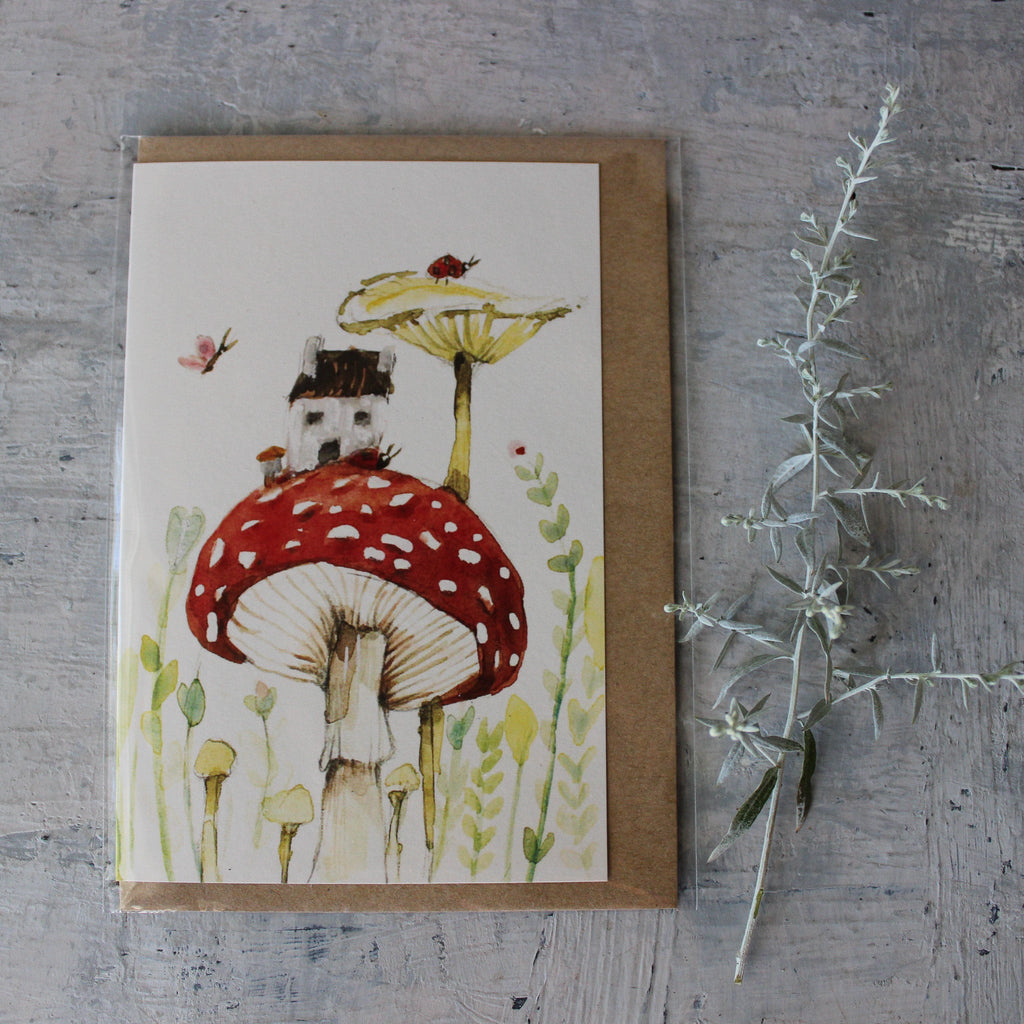 Anna Pignataro Card 'Red Toadstool House' Small - Tribe Castlemaine