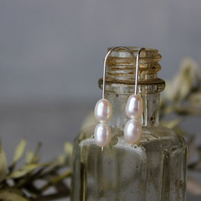 Baroque Pearl Duo Silver Earrings - Tribe Castlemaine