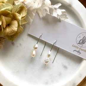 Baroque Pearl Duo Silver Earrings - Tribe Castlemaine