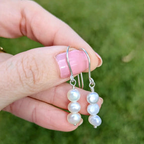Baroque Pearl Trio Silver Earrings - Tribe Castlemaine