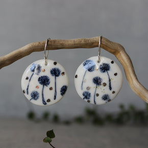 Ceramic Earrings Floating Dandelions - Tribe Castlemaine