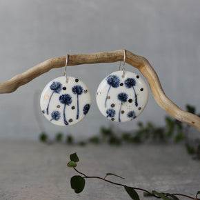 Ceramic Earrings Floating Dandelions - Tribe Castlemaine