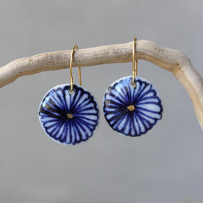 Ceramic Earrings Indigo Daisy - Tribe Castlemaine