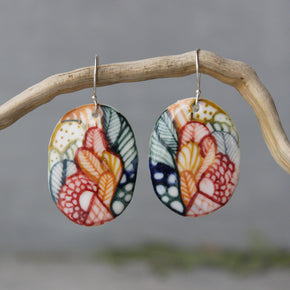 Ceramic Earrings Painted Detail 10 - Tribe Castlemaine