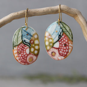 Ceramic Earrings Painted Detail 11 - Tribe Castlemaine
