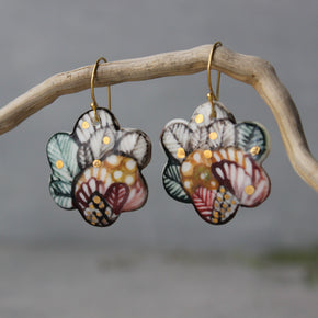 Ceramic Earrings Painted Detail 12 - Tribe Castlemaine