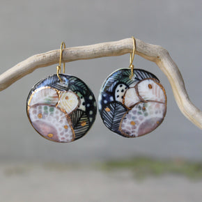 Ceramic Earrings Painted Detail 3 - Tribe Castlemaine