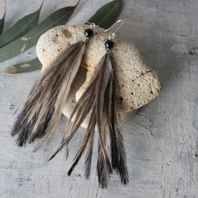 Dirriwang Emu Feather Gemstone Earrings - Tribe Castlemaine