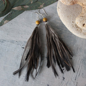 Dirriwang Emu Feather Gemstone Earrings - Tribe Castlemaine