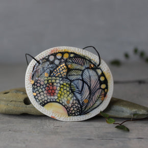 Hand Painted Ceramic Necklace #6 - Tribe Castlemaine