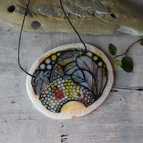 Hand Painted Ceramic Necklace #6 - Tribe Castlemaine