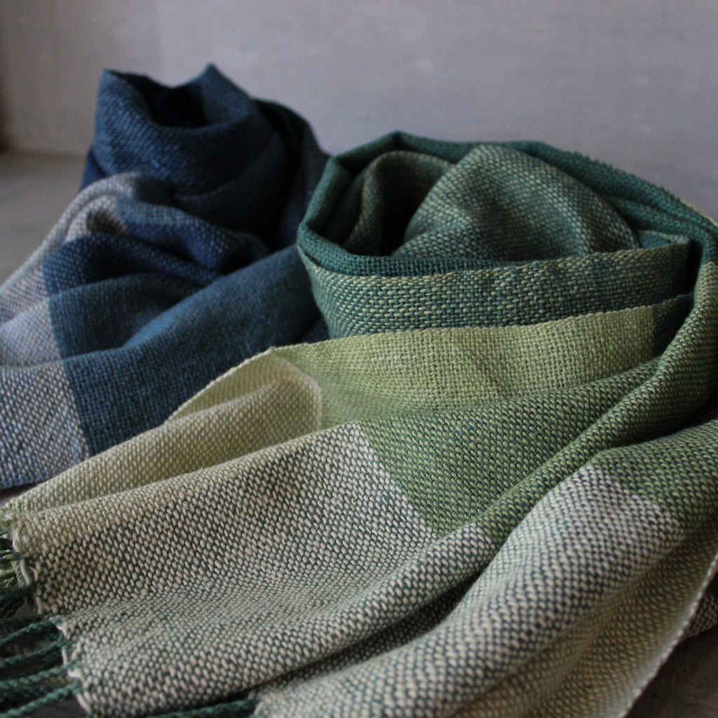 Lao Handwoven Cotton Scarf : Green - Tribe Castlemaine