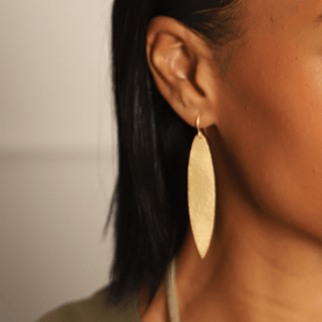 Mediterranean Gold Leaf Earrings Large - Tribe Castlemaine