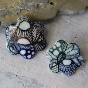Porcelain Brooches Flower - Tribe Castlemaine