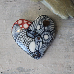Porcelain Brooches : Hand Painted Hearts - Tribe Castlemaine