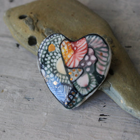 Porcelain Brooches : Hand Painted Hearts - Tribe Castlemaine