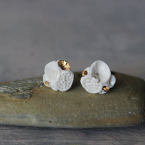 Porcelain Coral Studs White Gold - Tribe Castlemaine
