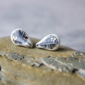Porcelain Studs Feather Gold - Tribe Castlemaine