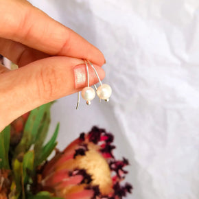 Round Pearl Silver Earrings - Tribe Castlemaine