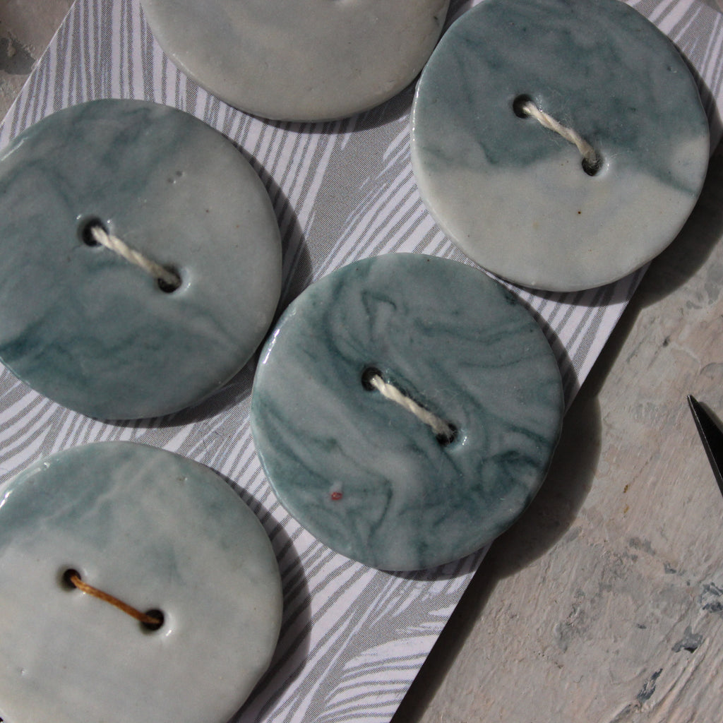 Ceramic Buttons : Blue Marbled - Tribe Castlemaine
