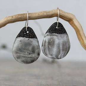 Ceramic Earrings White on Black - Tribe Castlemaine