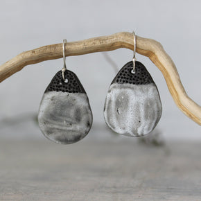 Ceramic Earrings White on Black - Tribe Castlemaine