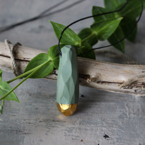 Ceramic Necklace Green Pod Gold - Tribe Castlemaine