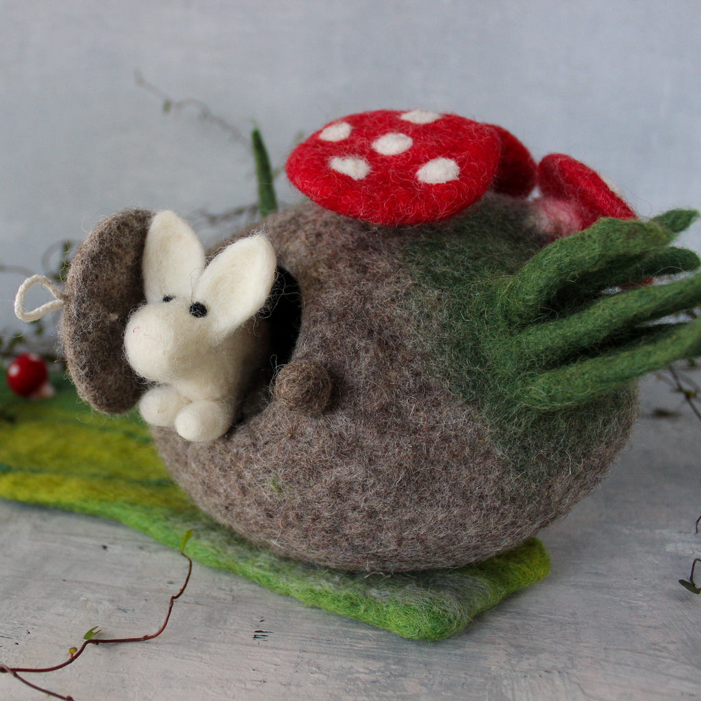Felt Toadstool House with Rabbit - Tribe Castlemaine