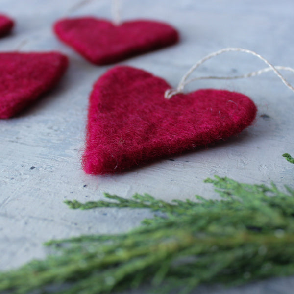 Felted Heart Ornaments