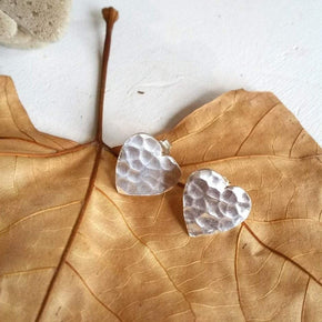 Hammered Heart Studs - Tribe Castlemaine