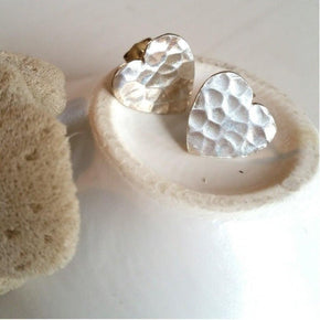 Hammered Heart Studs - Tribe Castlemaine