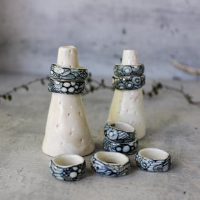 Indigo Silver Painted Porcelain Bands - Tribe Castlemaine