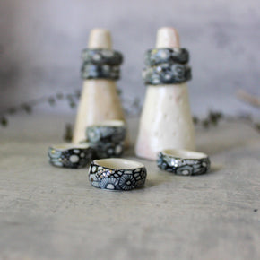 Indigo Silver Painted Porcelain Bands - Tribe Castlemaine