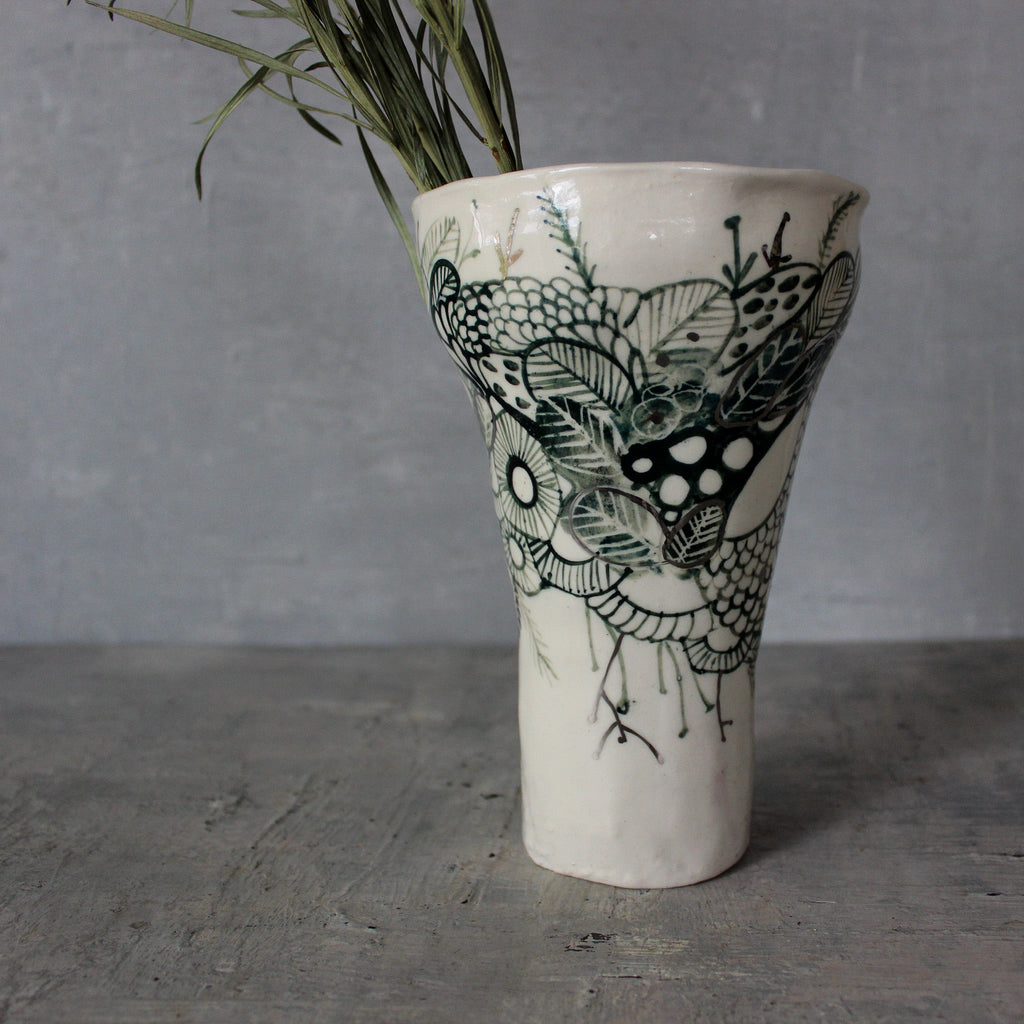 Large Painted Detail Vase - Tribe Castlemaine