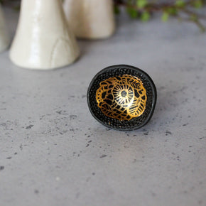 Large Porcelain Rings Black & Gold - Tribe Castlemaine