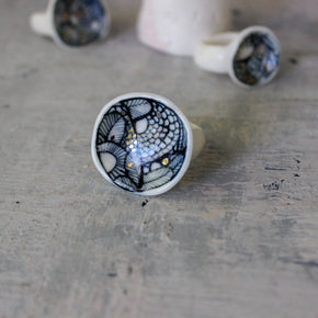 Large Porcelain Rings : Indigo Seafoam - Tribe Castlemaine