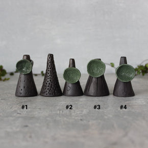 Large Round Coral Porcelain Rings Green - Tribe Castlemaine