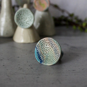 Large Round Coral Porcelain Rings Pastel - Tribe Castlemaine