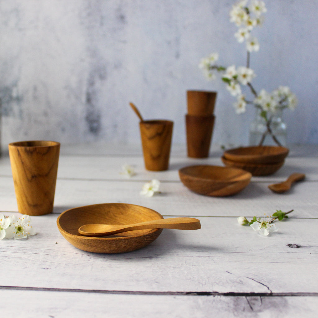 Little Wooden Cups, Dishes & Spoons - Tribe Castlemaine
